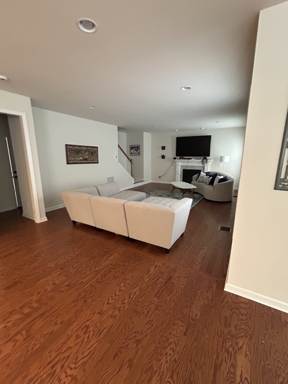 Engineered hardwood · Completed living room